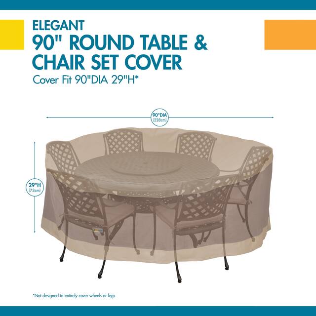 Duck Covers Elegant Round Patio Table with Chairs Cover - 90dia x 29h