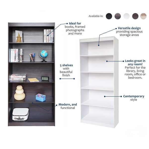 Shop Urban Designs Home 5 Shelf Bookcase Free Shipping Today