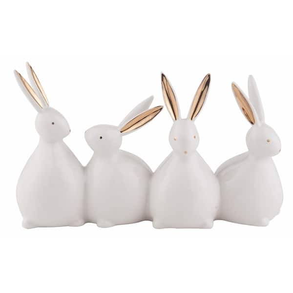 slide 1 of 1, Dolomite Gold Accent Bunnies Decor - 9.5"x 3" x 5.75"