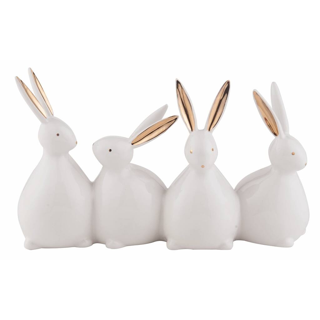 Dolomite Gold Accent Bunnies Decor - 9.5"x 3" x 5.75"
