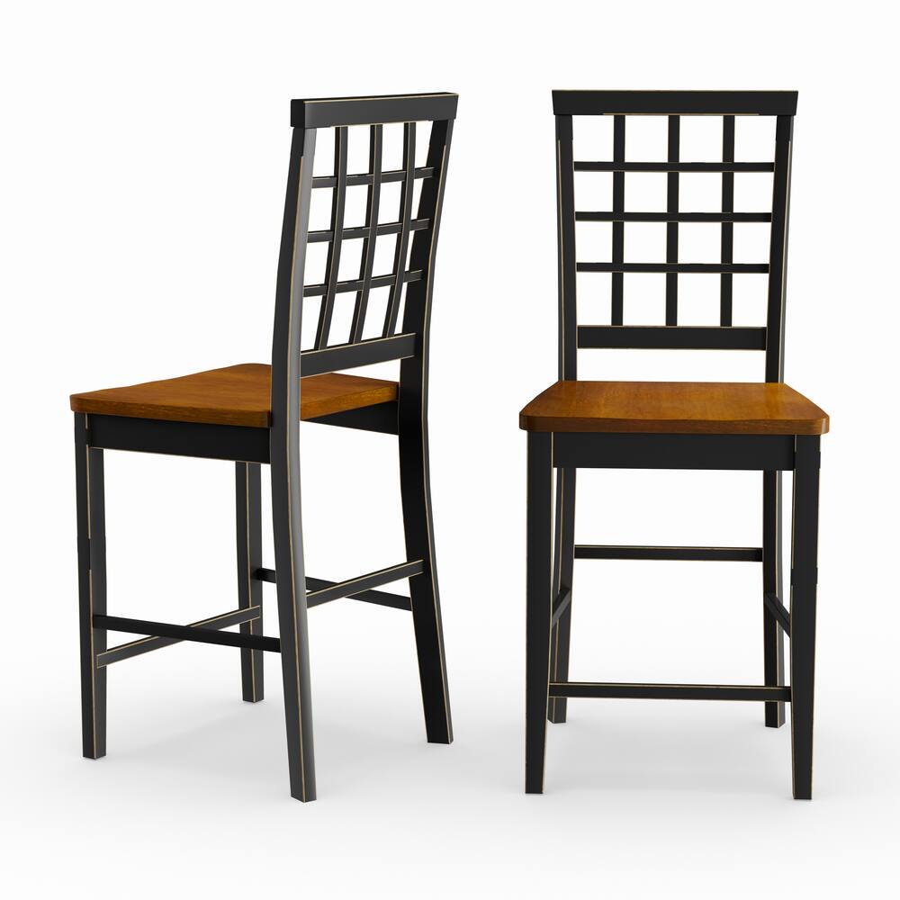 Intercon Impatiens Lattice Back and Wood Seat Barstool (Set of 2)