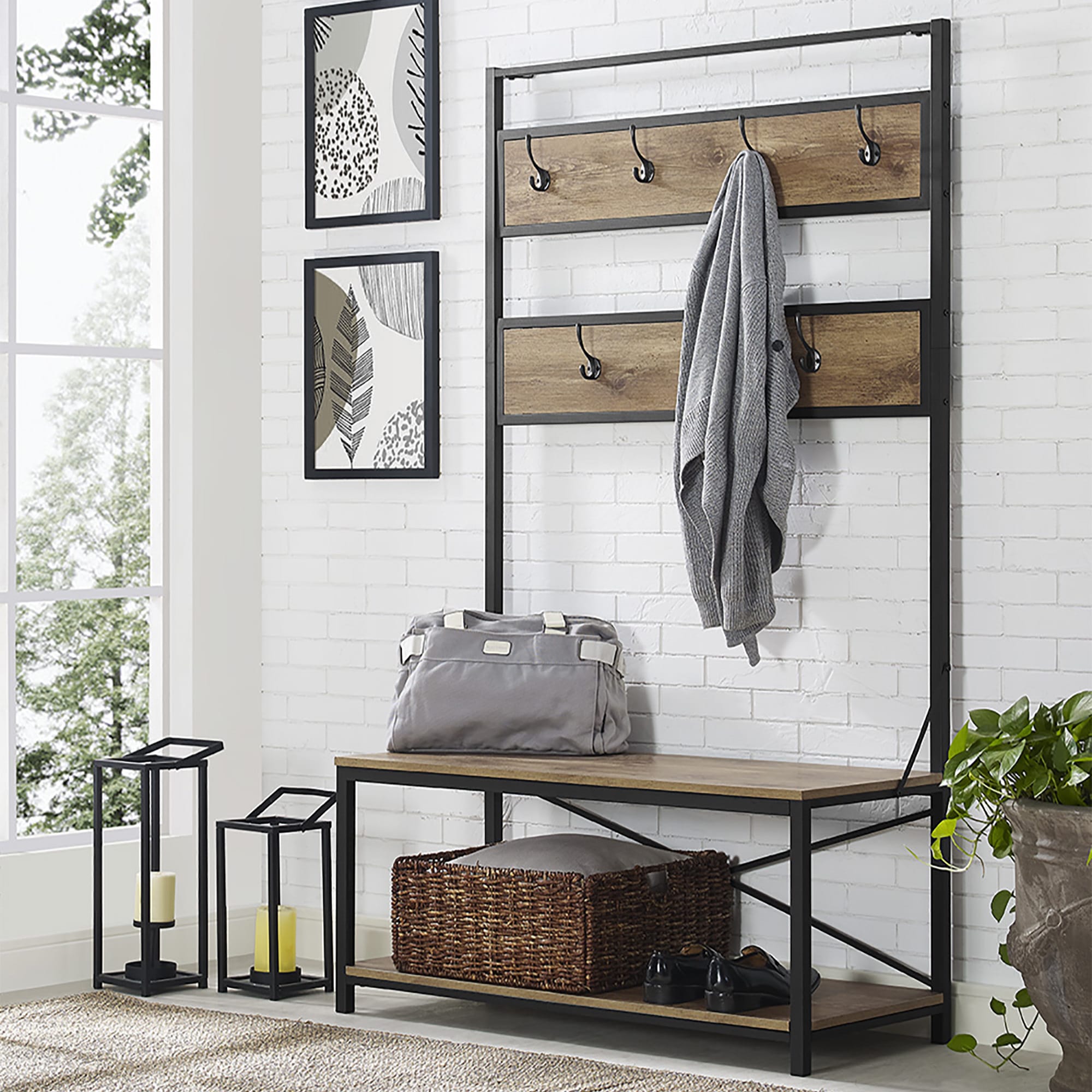 Wood Hall Tree Multiple Clothing Hangers Ious Coat Rack Bench Wood Hall Tree Multiple Clothing Hangers Ious Coat Rack Bench Mdf Entryway