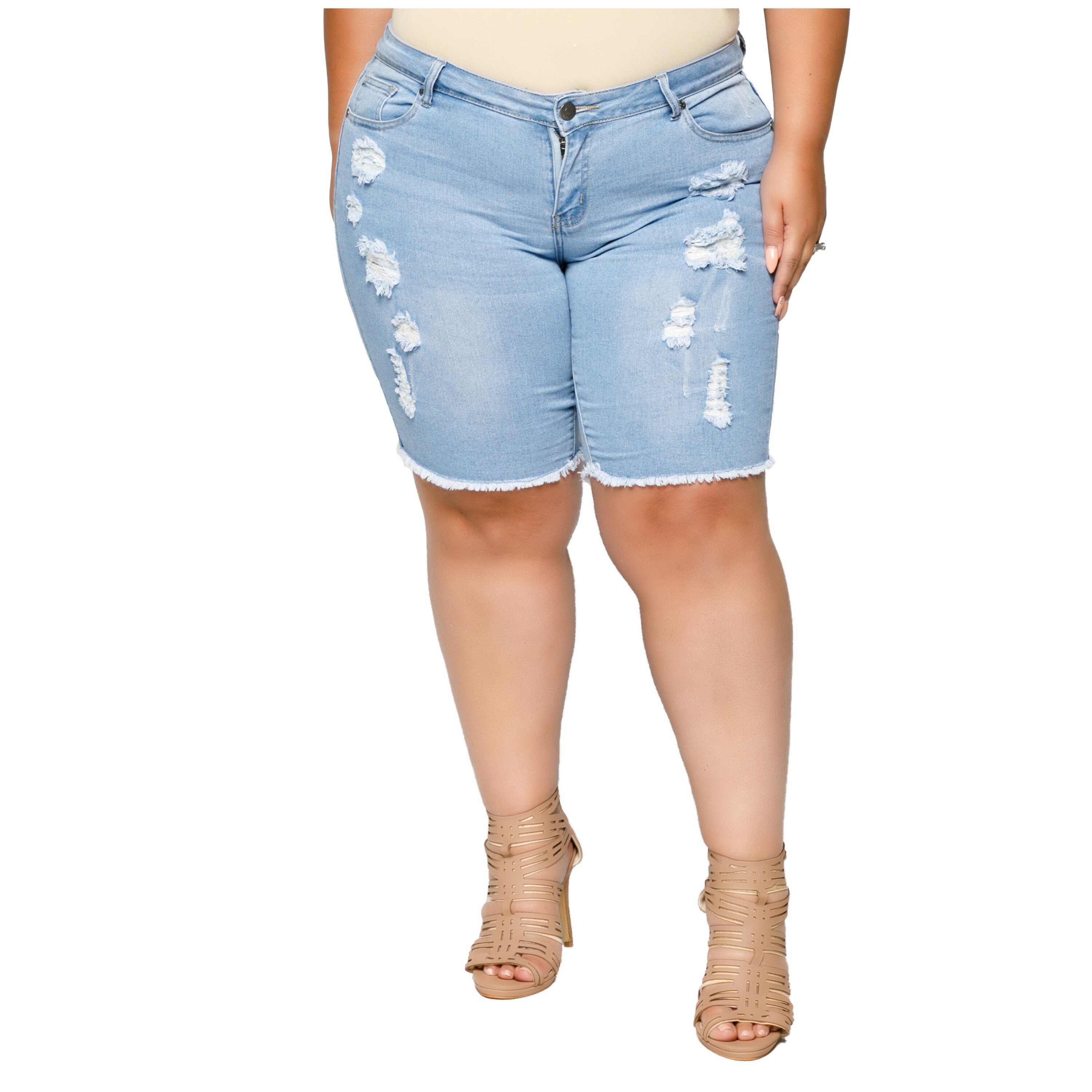 womens plus size distressed shorts