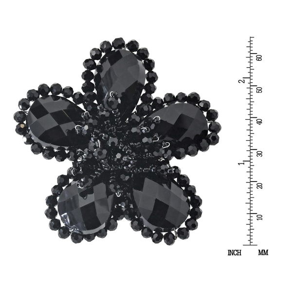 AeraVida Sparkling Black Fashion Crystal Flower Pin or Brooch