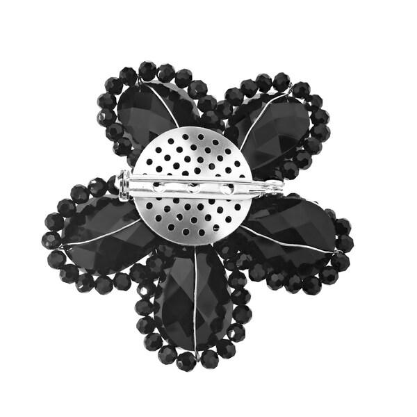 AeraVida Sparkling Black Fashion Crystal Flower Pin or Brooch
