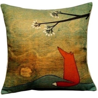 18-Inch-by-18-Inch Lovely Fox Under the Tree Throw Pillow Covers