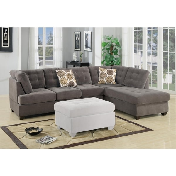 Luxurious And Plush 2 Piece Corduroy Sectional Sofa In Waffle Luxurious And Plush 2 Piece Corduroy Sectional Sofa In Waffle Suede Charcoal