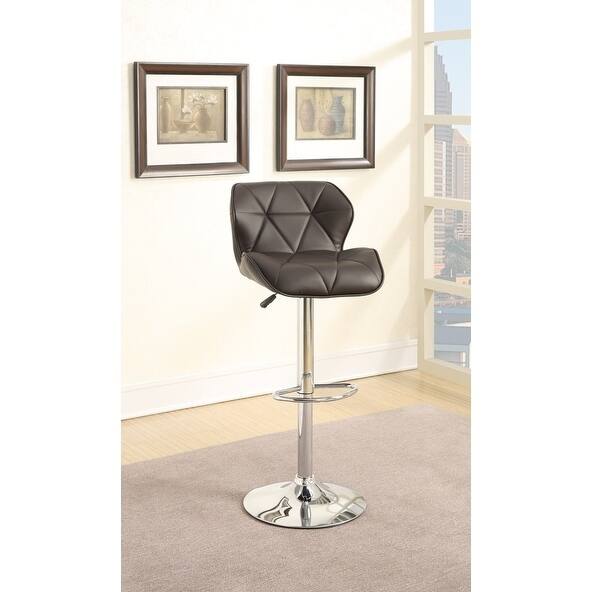 Barstool with Gaslight in Tufted Leather Dark Brown Set of 2