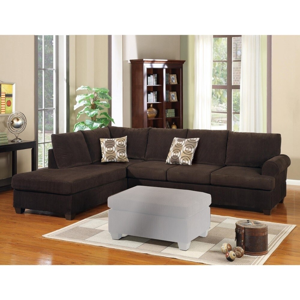 Shop Black Friday Deals On Luxurious And Plush 2 Piece Corduroy Sectional Sofa Chocolate Overstock 20625892