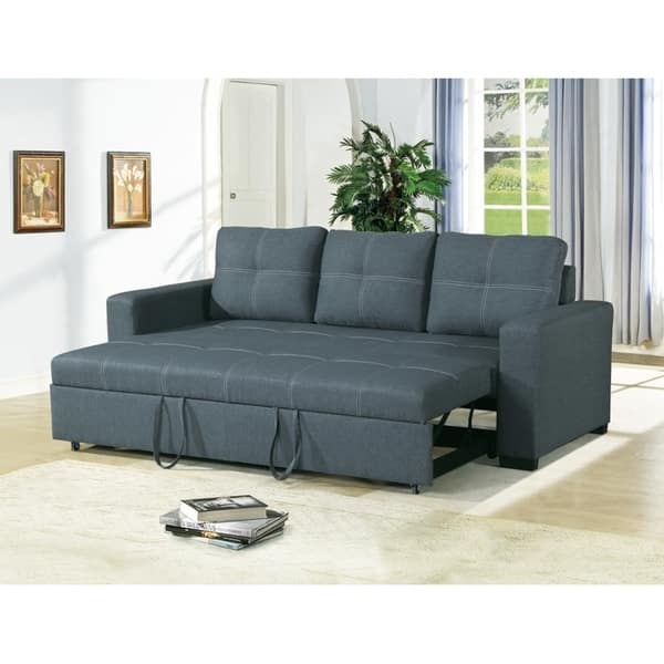 Poly Fiber Fabric Convertible Sofa In Grey 20625975 Poly Fiber Fabric Convertible Sofa