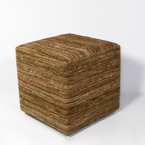 Beige Viscose 18" x 18" x 18" Pouf