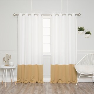Aurora Home Grommet Colorblock Oxford Curtain Panel Pair