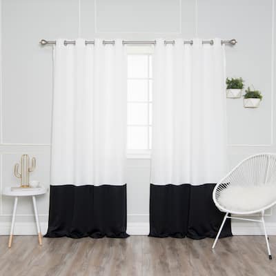 Aurora Home Grommet Colorblock Oxford Curtain Panel Pair