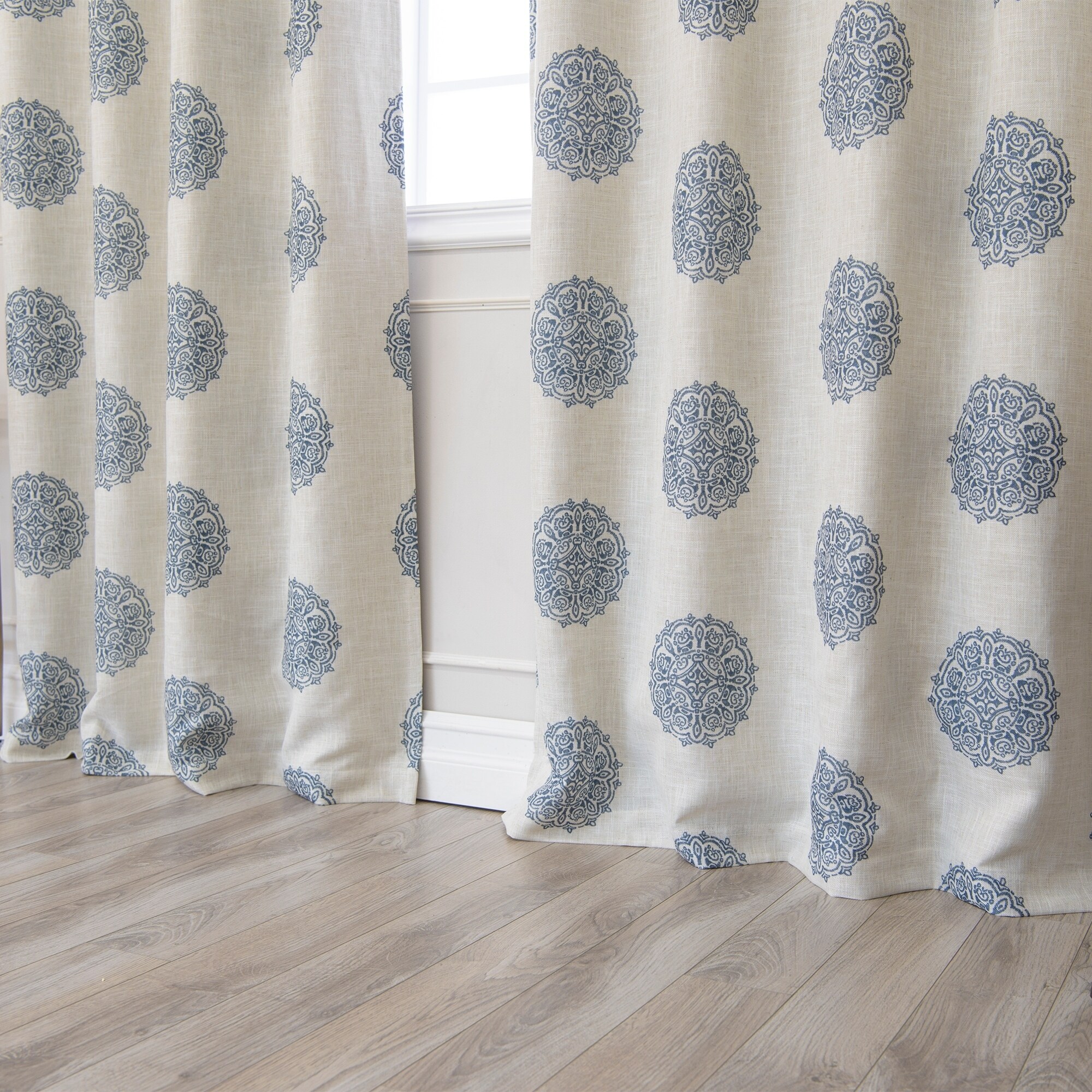 Aurora Home Houndstooth Print Flax Linen Blend Grommet Top Curtain Panel  Pair - 52 x 84 - Bed Bath & Beyond - 10838008