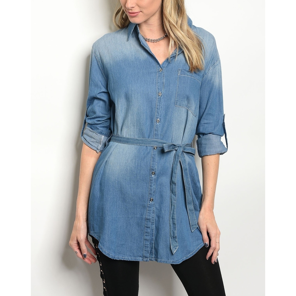 womens denim tunic shirt