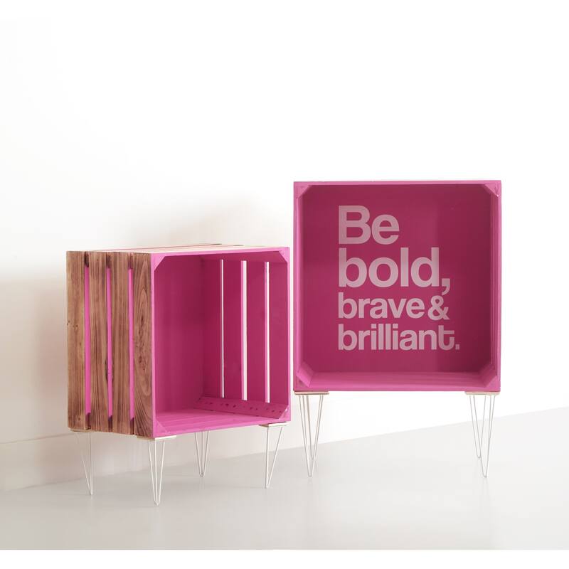 Nested Wooden Storage Crates, Set of 2 - Pink