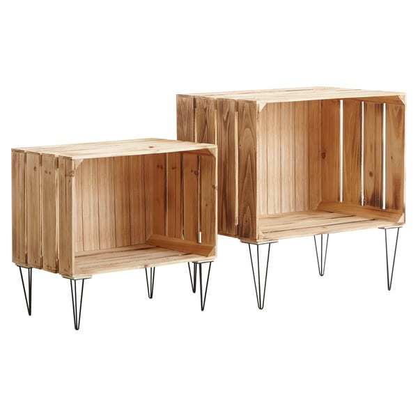 Nested Wooden Storage Crates, Set of 2