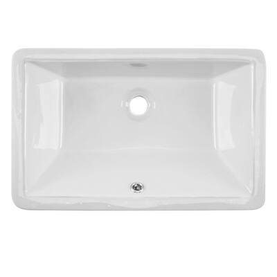 Undermount 21 in. Glazed Porcelain Trough Bathroom Sink in White