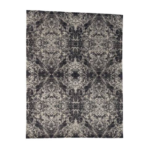 Shahbanu Rugs Hand-Knotted Wool and Silk Abstract Design Modern Rug - 9'2" x 12'0"