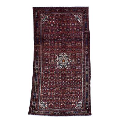 Shahbanu Rugs Hand Knotted Semi Antique Persian Oriental Wide Runner Rug - 5'10" x 10'3"