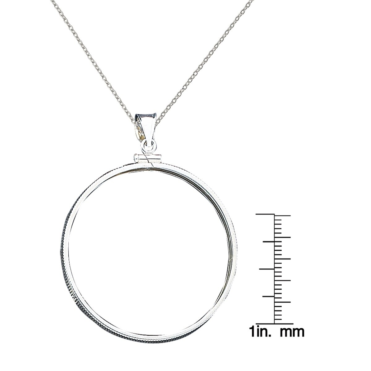 Sterling Silver 30.5 x 2.1mm $0.50 Diamond Cut Coin Bezel Pendant