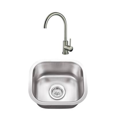 14-1/2 in. Small Stainless Steel Bar Sink & Gooseneck Bar Faucet