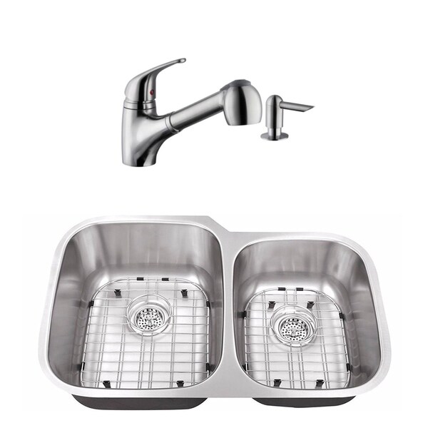 Cahaba 32 X 20 3 4 16 Gauge Ss Double Bowl 60 40 Kitchen Sink With Cahaba 32 X 20 3 4 16 Gauge Ss Double Bowl 60 40