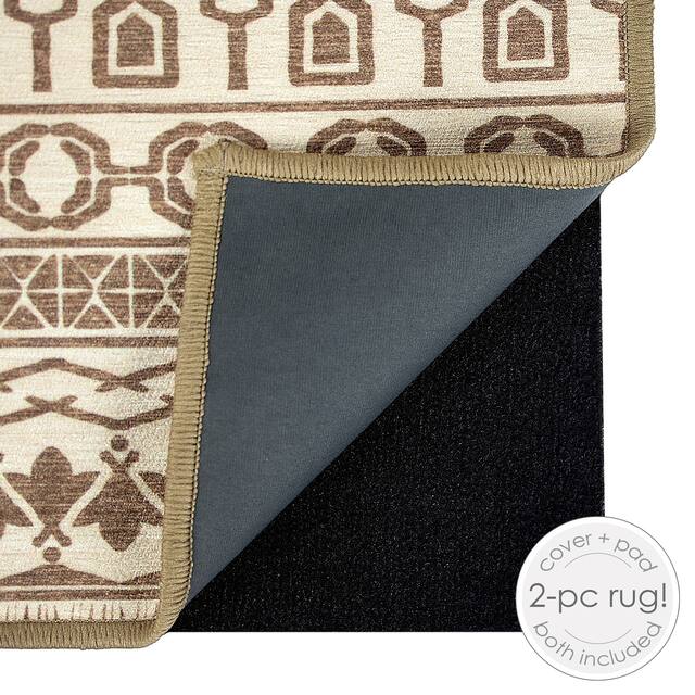 Ruggable Washable Stain Resistant Pet Runner Rug Cadiz Natural 2'6" x