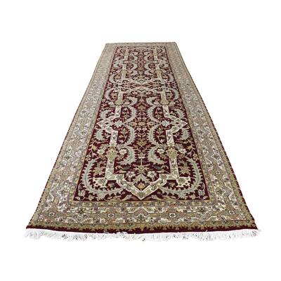 Shahbanu Rugs Hand Spun New Zealand Wool 300 Kspi Tabriz Hand Knotted Wide Runner Ru - 3'3" x 9'10"