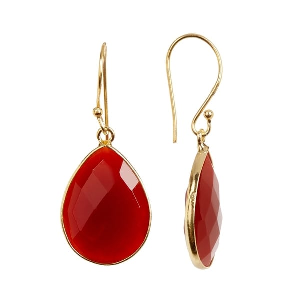 Shop 18K Gold plated Sterling Silver Teardrop Carnelian Gemstone Drop Earrings - On Sale - Free ...