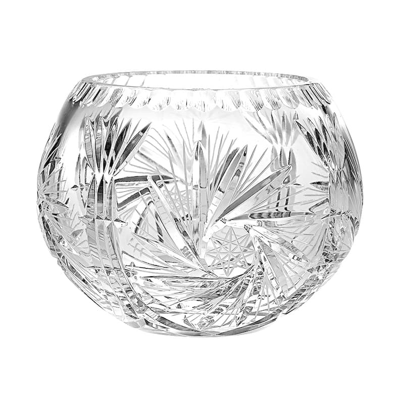 Majestic Gifts Hand Cut Mouth Blown Crystal Rose Bowl - Made in Europe