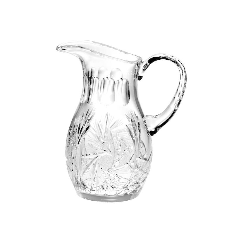 Majestic Gifts Hand Cut - Mouth Blown Crystal Pitcher - 52oz. - 10.25" height - Made in Europe