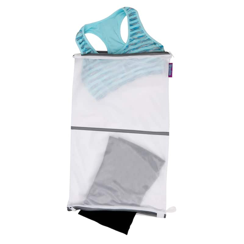 Laundry 360 Sanitized Twin Compartment Wash Bag - 24" x 13" - White - White