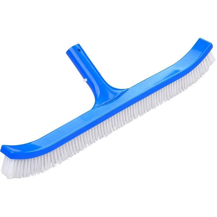 Curved 18" Pool Brush for Walls and Floors with Nylon Fiber Bristles - Blue