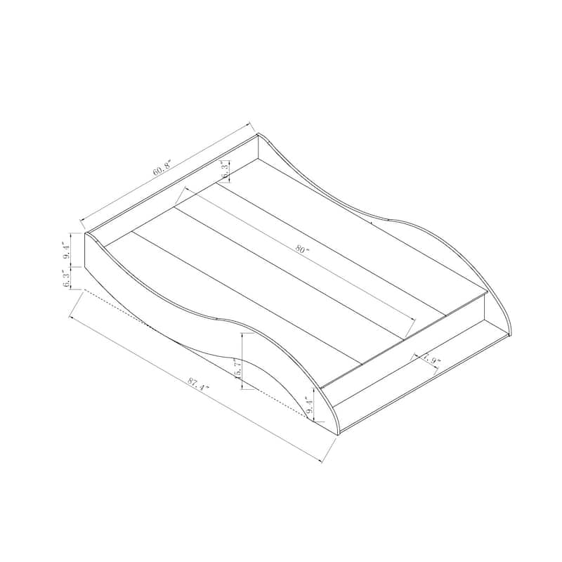 DH BASIC Contemporary White Curved Low-profile Platform Bed by Denhour