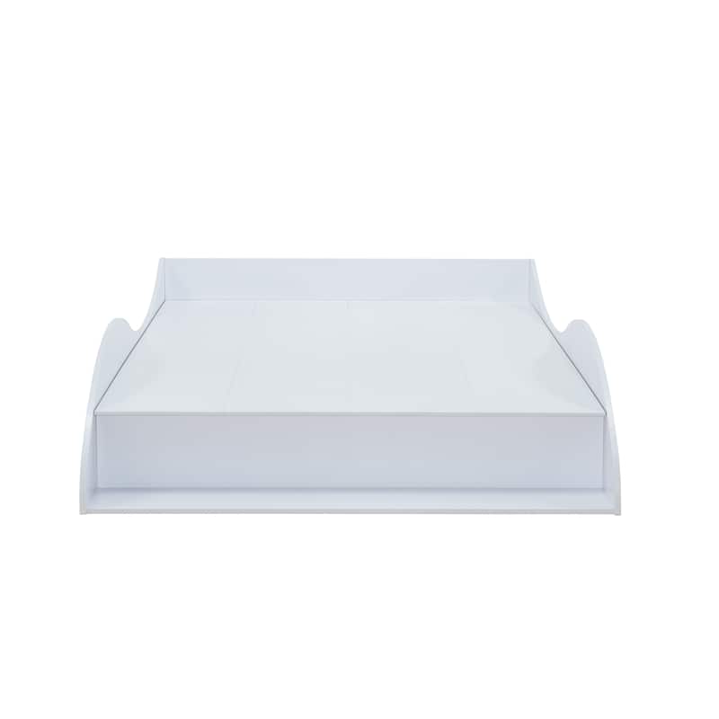 DH BASIC Contemporary White Curved Low-profile Platform Bed by Denhour