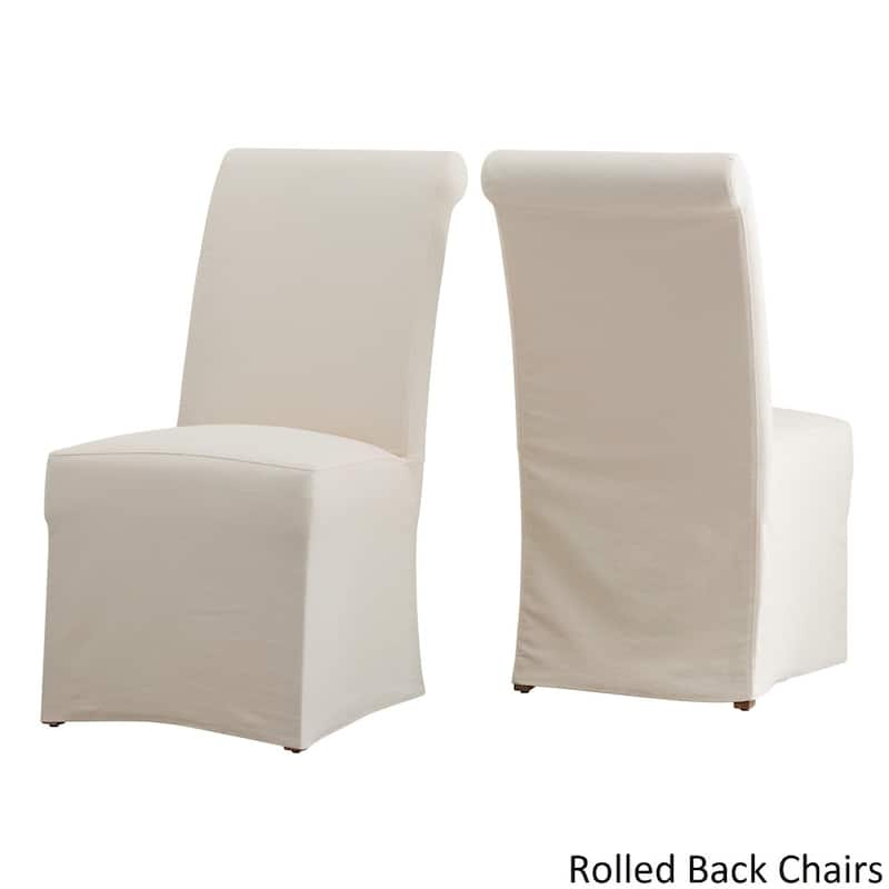 Paloma Reclaimed Wood Rectangular Dining Set with Rolled Back Cream Cotton Chairs by iNSPIRE Q Artisan