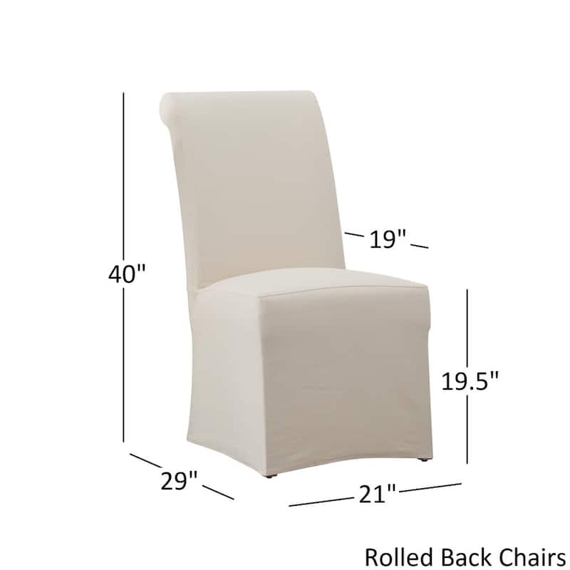 Paloma Reclaimed Wood Rectangular Dining Set with Rolled Back Cream Cotton Chairs by iNSPIRE Q Artisan