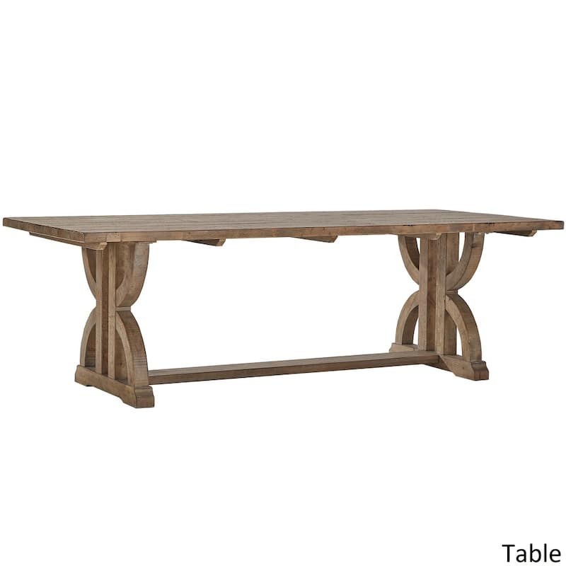 Paloma Reclaimed Wood Rectangular Dining Set with Rolled Back Cream Cotton Chairs by iNSPIRE Q Artisan