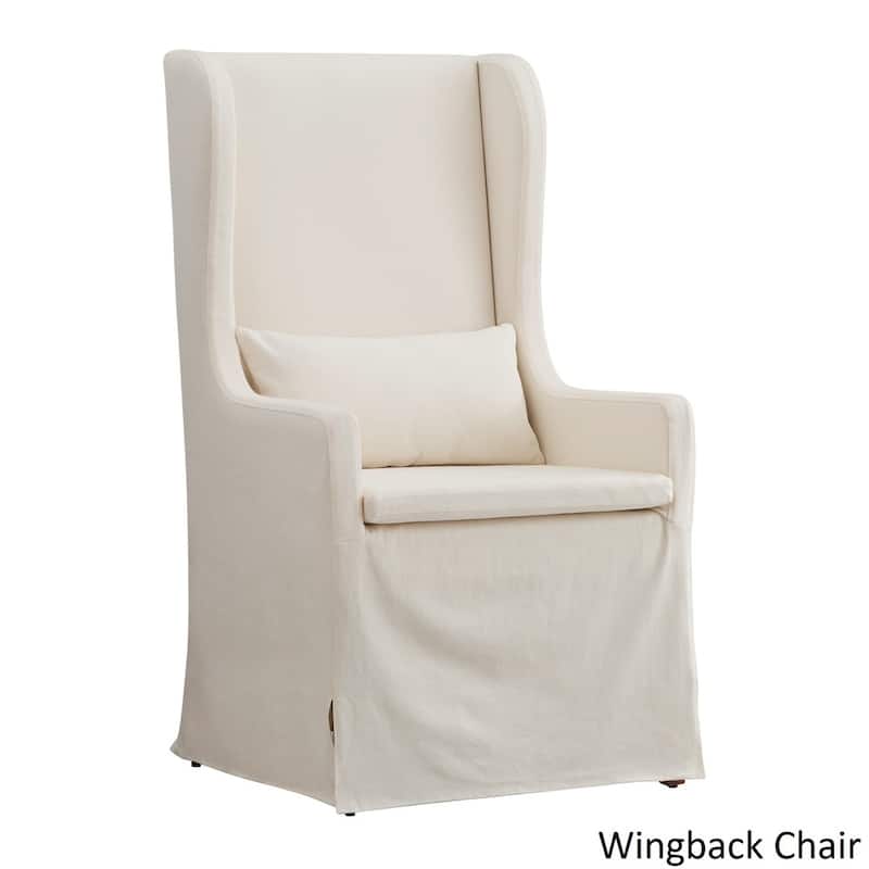 Paloma Reclaimed Wood Rectangular Dining Set with Rolled Back Cream Cotton Chairs by iNSPIRE Q Artisan