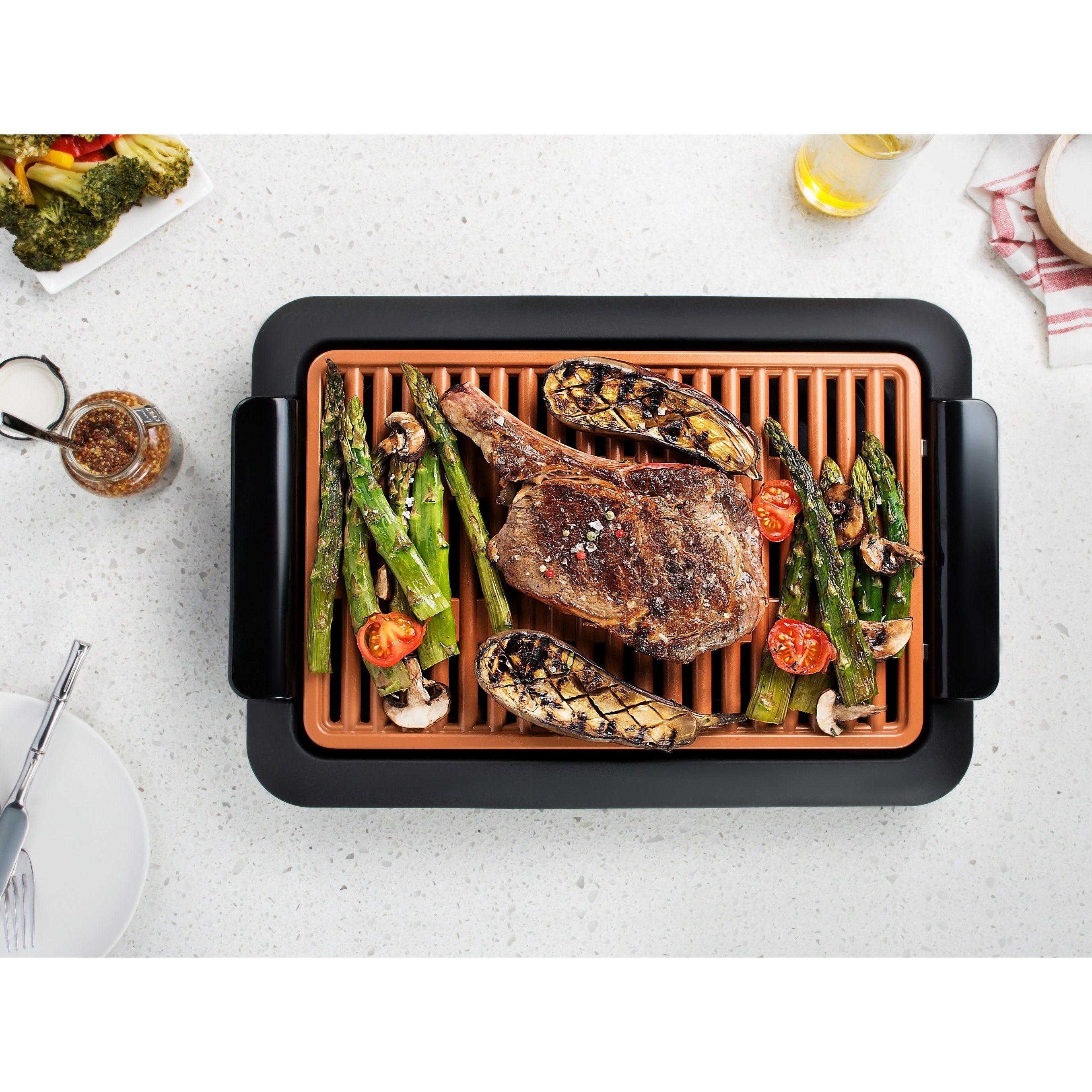 Gotham Steel Large 18x13 Copper Non-stick Smokeless Indoor Grill As Seen On  TV - Bed Bath & Beyond - 20634744