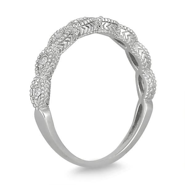 10k White Gold Diamond Fashion Ring Stackable Band Style 1//10 ct