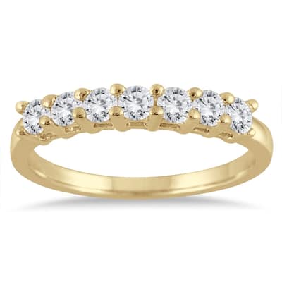 1/2 Carat TW 7 Stone Diamond Band in 10K Yellow Gold
