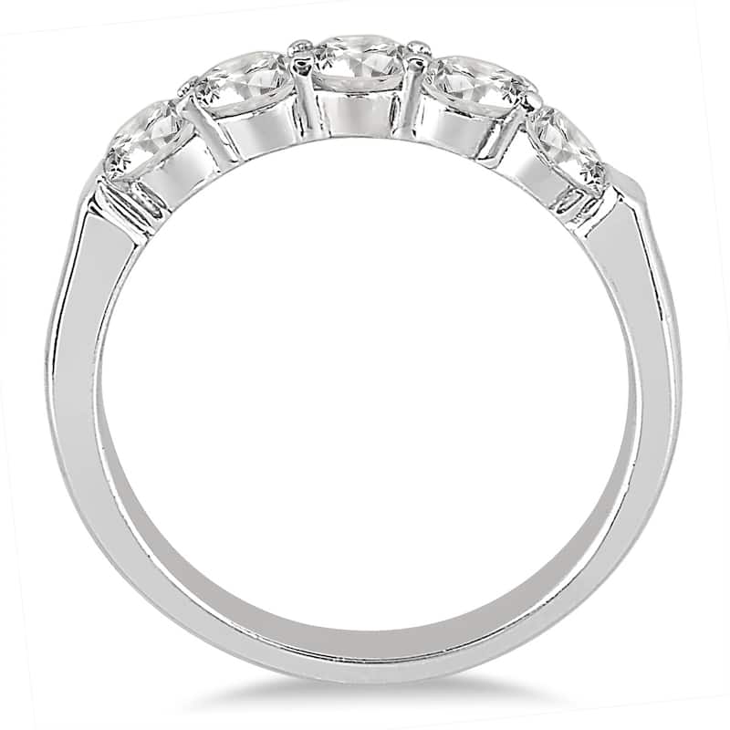 1 Carat TW Five Stone Diamond Wedding Band in 14K White Gold