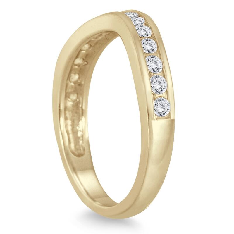 1/2 Carat TW Diamond Channel Set Curved Band in 10K Yellow Gold