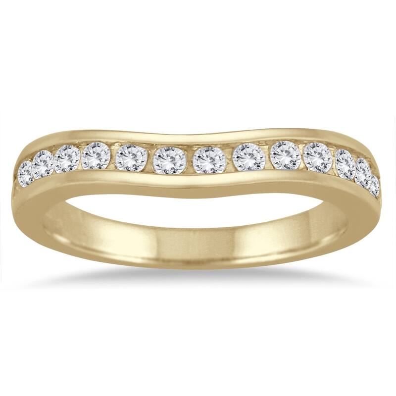 1/2 Carat TW Diamond Channel Set Curved Band in 10K Yellow Gold