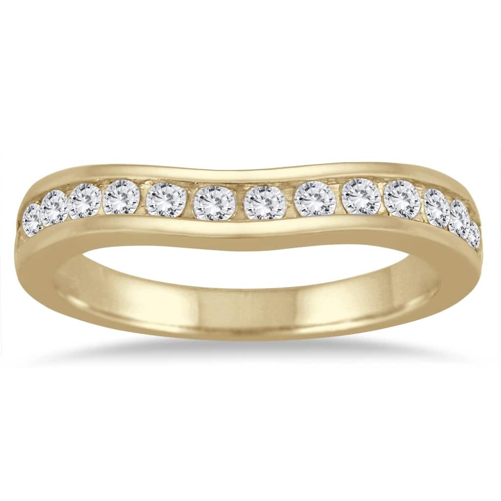 1/2 Carat TW Diamond Channel Set Curved Band in 10K Yellow Gold