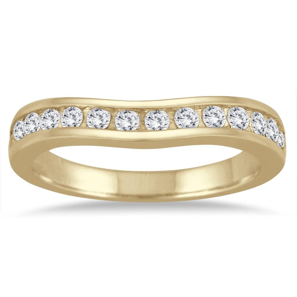 1/2 Carat TW Diamond Channel Set Curved Band in 10K Yellow Gold