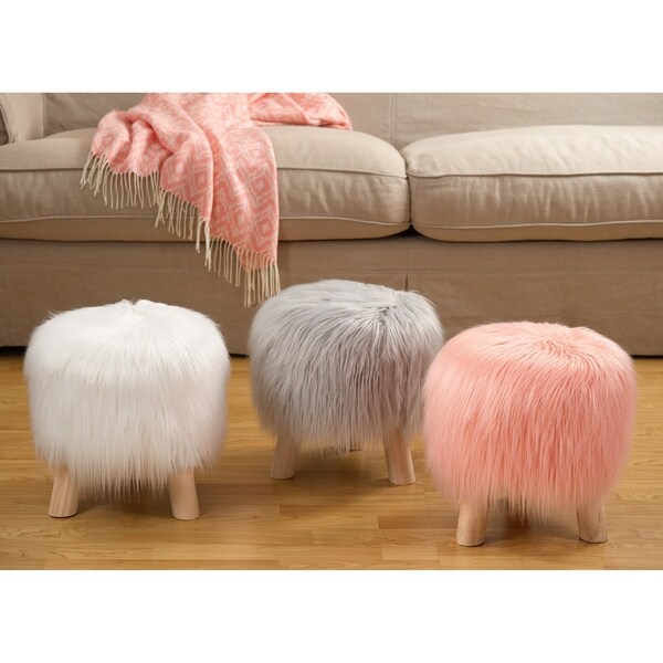 Pink discount fur stool