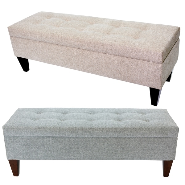 Shop Brooke NOVA Fabric Wood 10 Button Tufted Long Storage